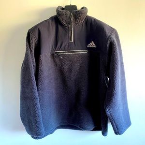VTG Adidas 1/4 Zip Polar Fleece Dark Grey Size XL